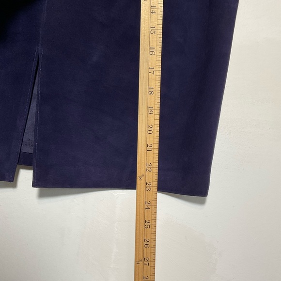 Vintage Danier Skirt Navy Blue Purple Suede Leather Midi Pencil Size Medium - Picture 7 of 9